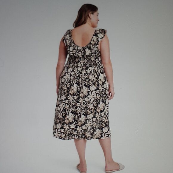 New Ava & Viv Ruffle Sleeveless A Line Dress Black Floral 2X New With Tags‎ - Picture 3 of 4